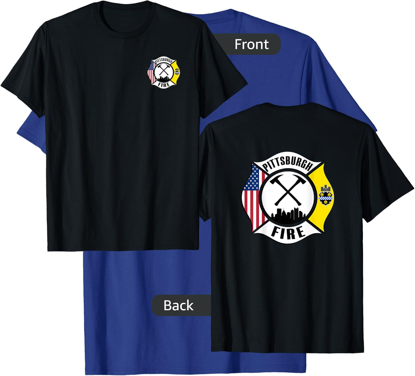 Pittsburgh Fire Bureau Pennsylvania Fireman Rescue Red Line T-Shirt - T-Shirt | Royal