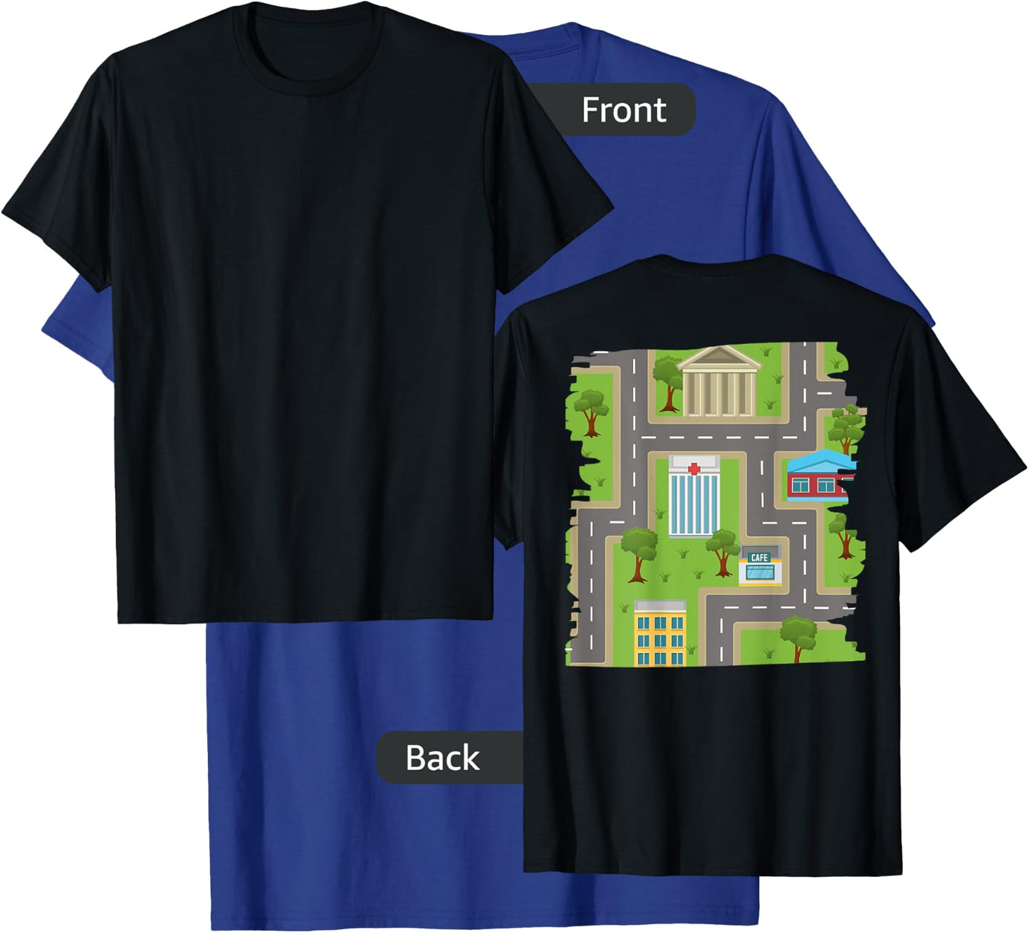 Back scratching Shirt with Road Map Cars T-Shirt - T-Shirt | Royal
