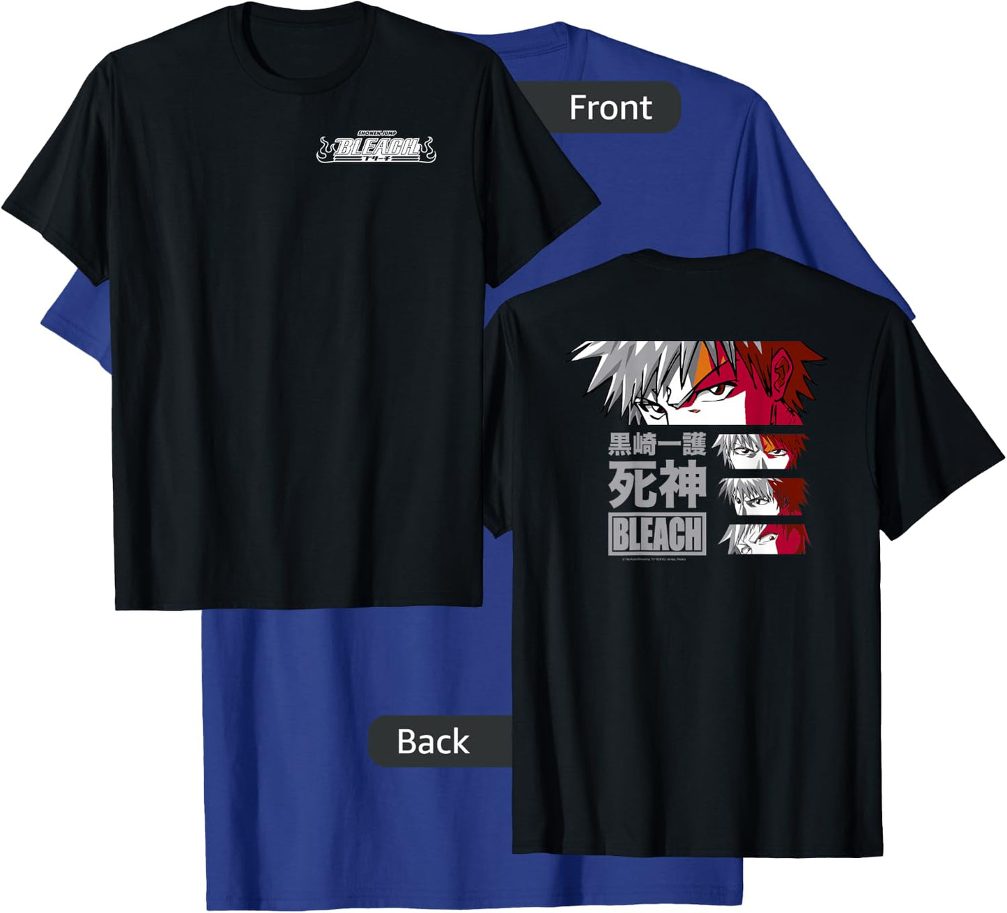 Bleach Ichigo Eyes with Kanji Front and Back Anime T-Shirt - T-Shirt | Royal