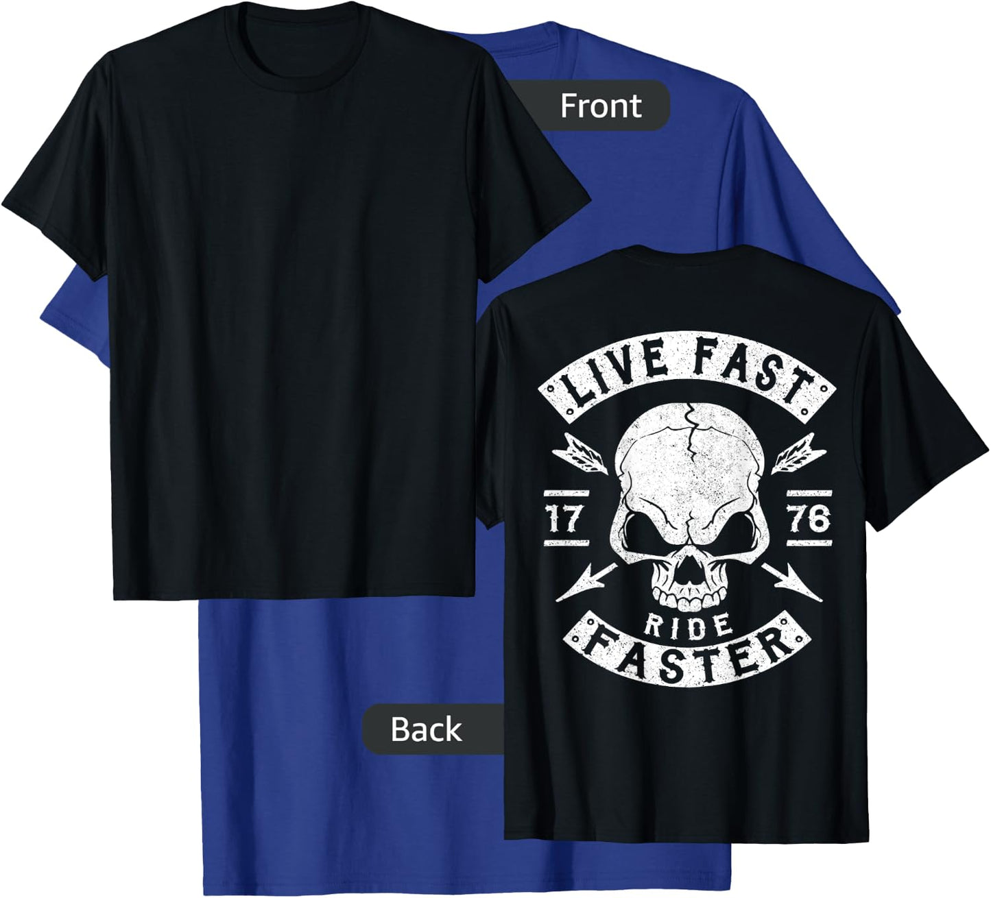 Biker Shirt, Motorcycle T Shirt, Biker Gang Shirt BACK PRINT T-Shirt - T-Shirt | Royal