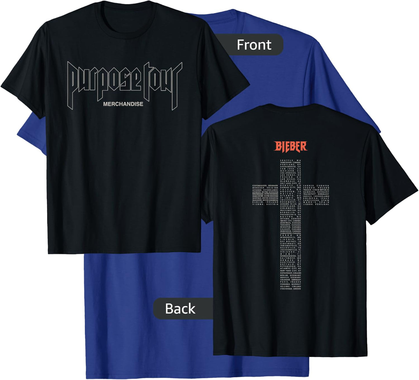 Official Justin Bieber Purpose Tour Exclusive Cross T-Shirt - T-Shirt | Royal