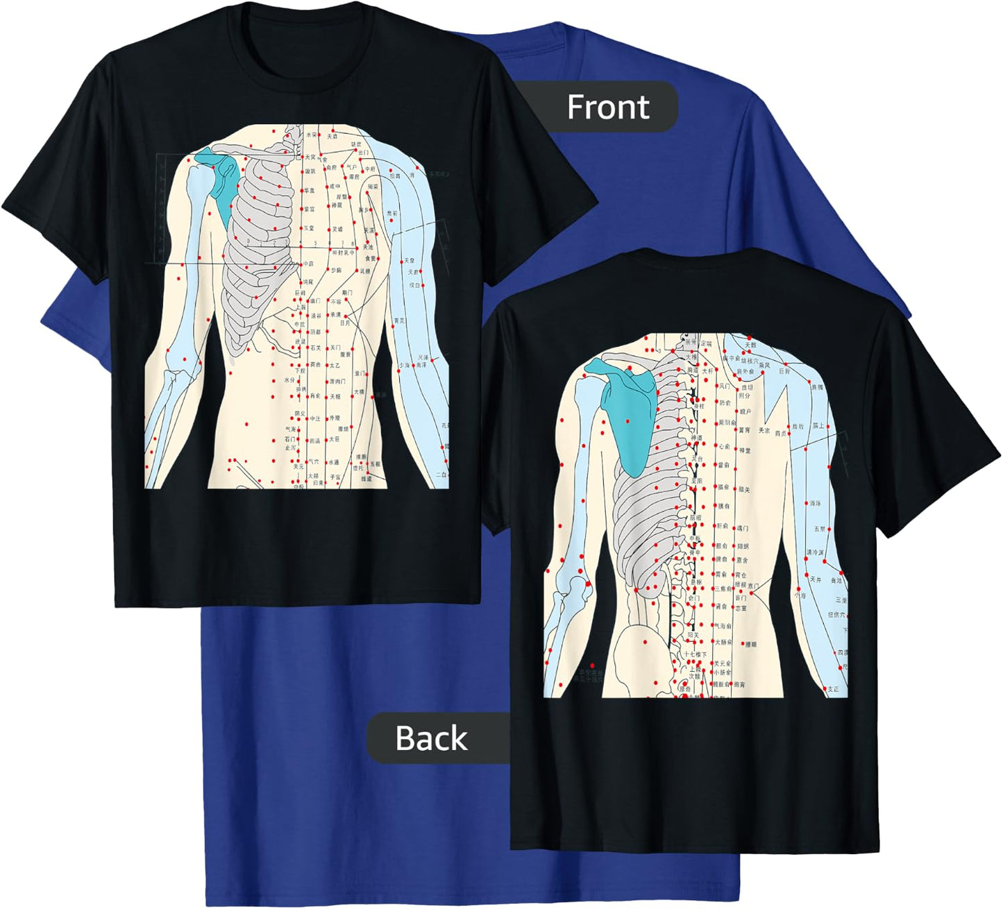Acupuncture Chinese Medicine Healing Meridian 2 Side T-Shirt - T-Shirt | Royal