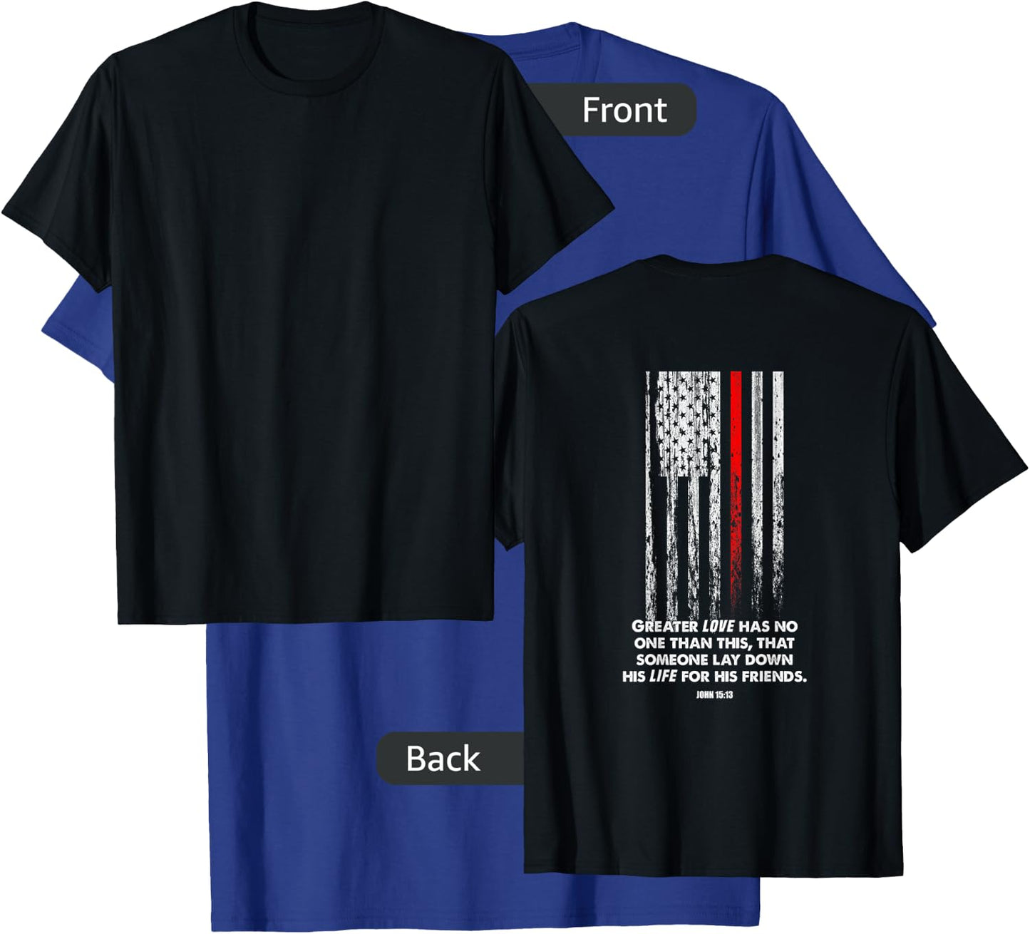 Thin Red Line Firefighter Bible Verse Christian T-Shirt - T-Shirt | Royal