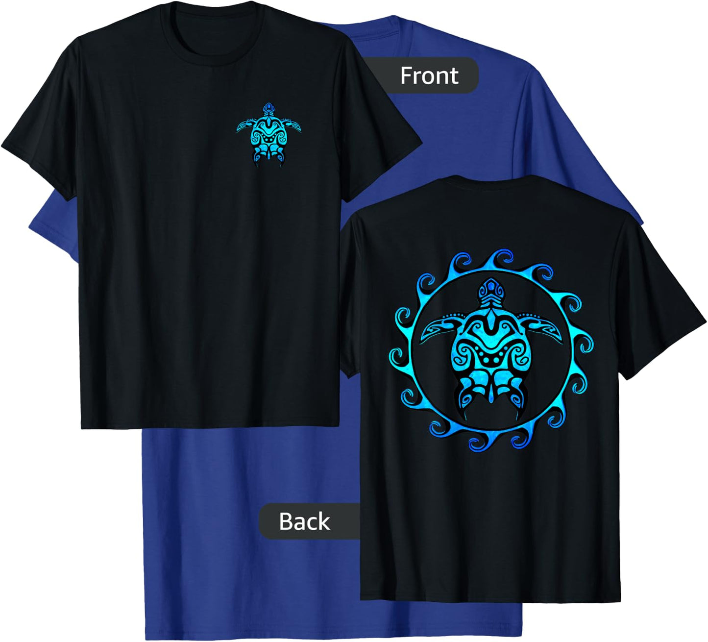 Tribal Hawaiian Maori Sun Sea Turtle (2-Sided) T-Shirt - T-Shirt | Royal