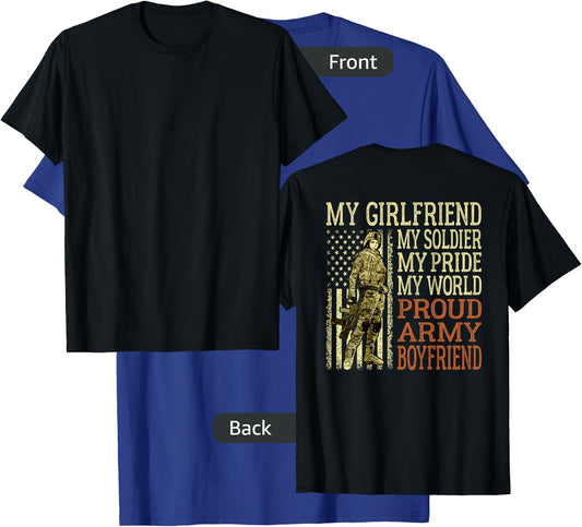My Girlfriend My Soldier Hero Proud Army Boyfriend Military T-Shirt - T-Shirt | Royal