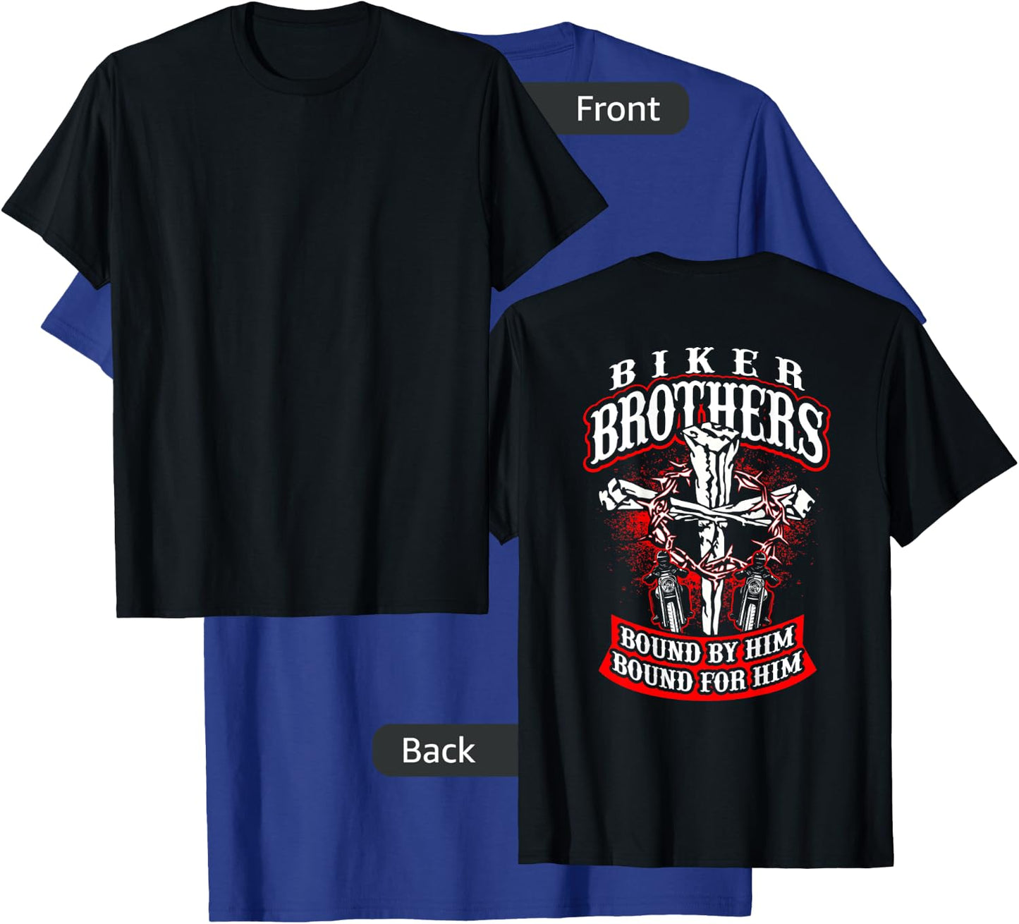 Biker Brothers Christian Cross Jesus Motorcycle Shirt T-Shirt - T-Shirt | Royal
