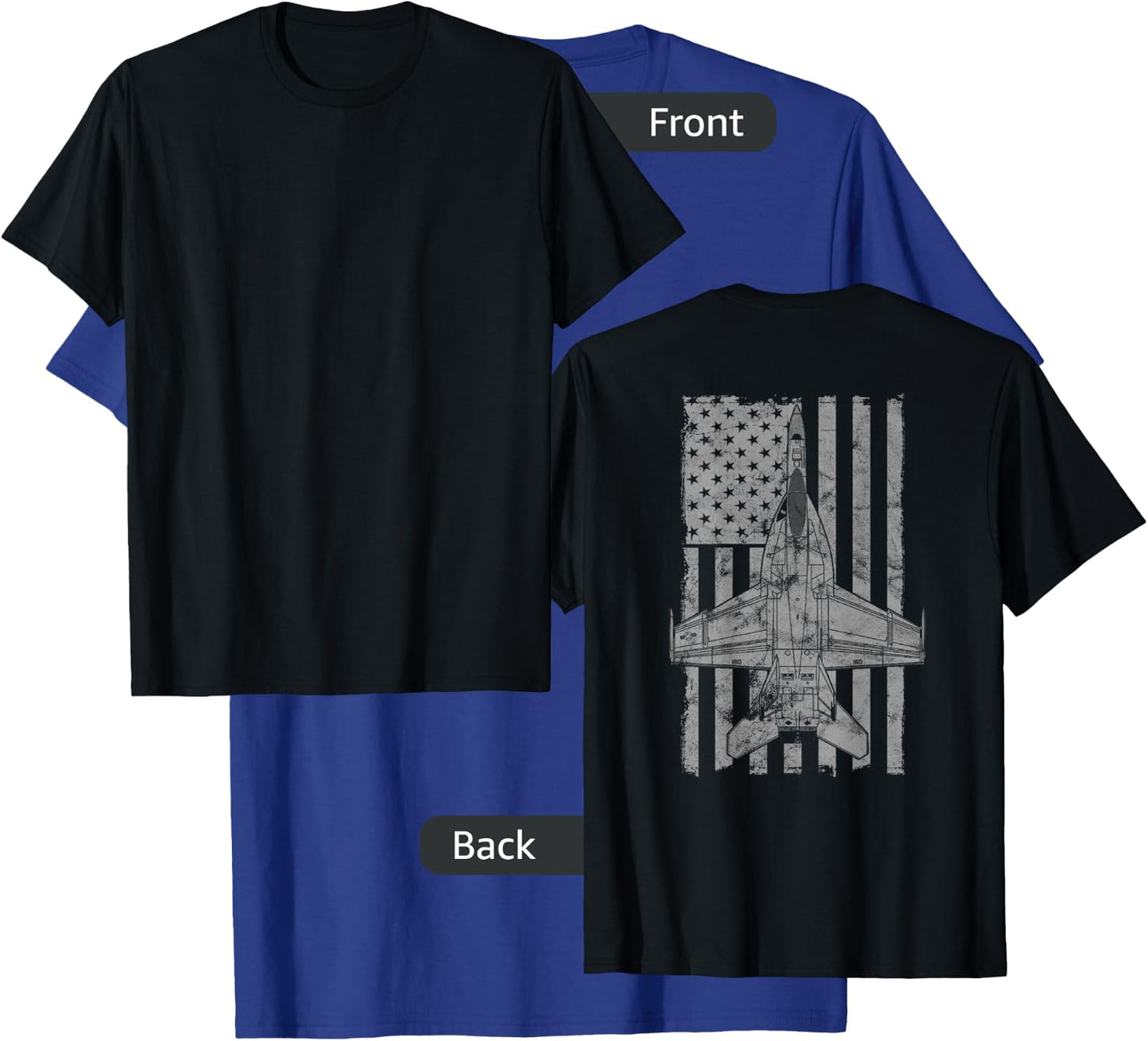 F/A-18E Super Hornet Airplane Vintage Flag | BACK PRINTED T-Shirt - T-Shirt | Royal