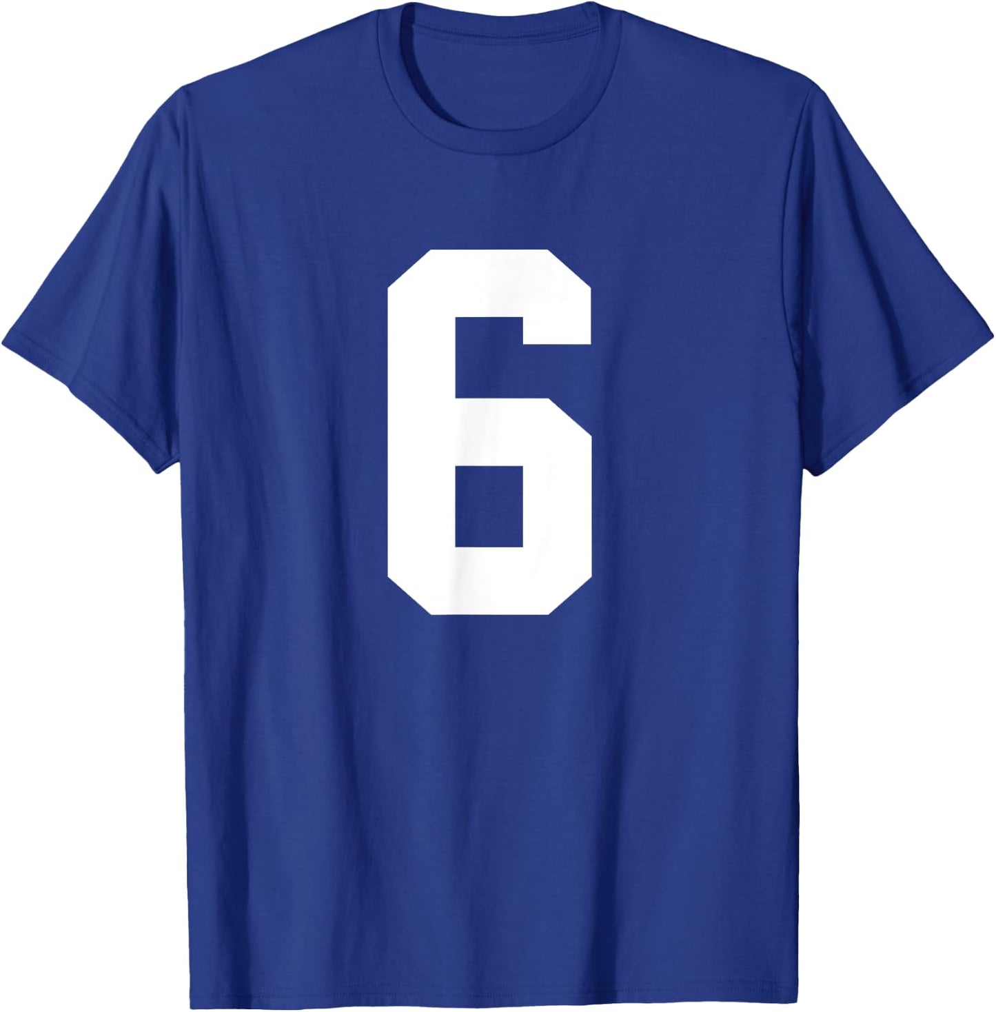 #6 Team Sports Jersey Number Front & Back Player / Fan T-Shirt - T-Shirt | Royal