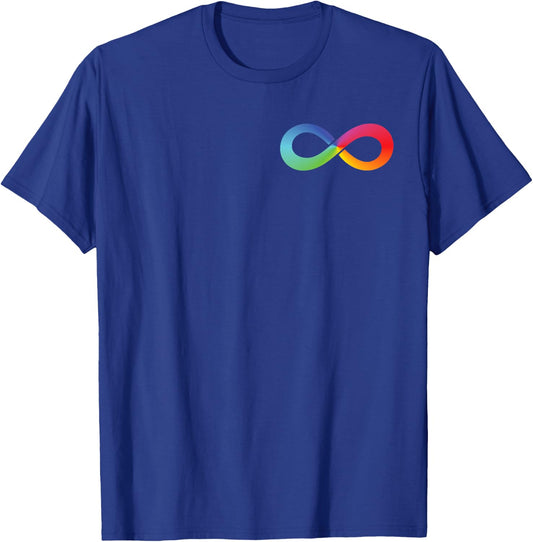 Rainbow Infinity Symbol Autism Awareness Neurodiversity T-Shirt - T-Shirt | Royal