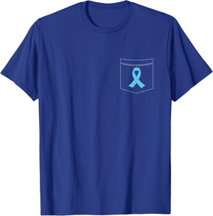 Pocket Light Blue Ribbon Prostate Cancer Awareness T-Shirt - T-Shirt | Royal