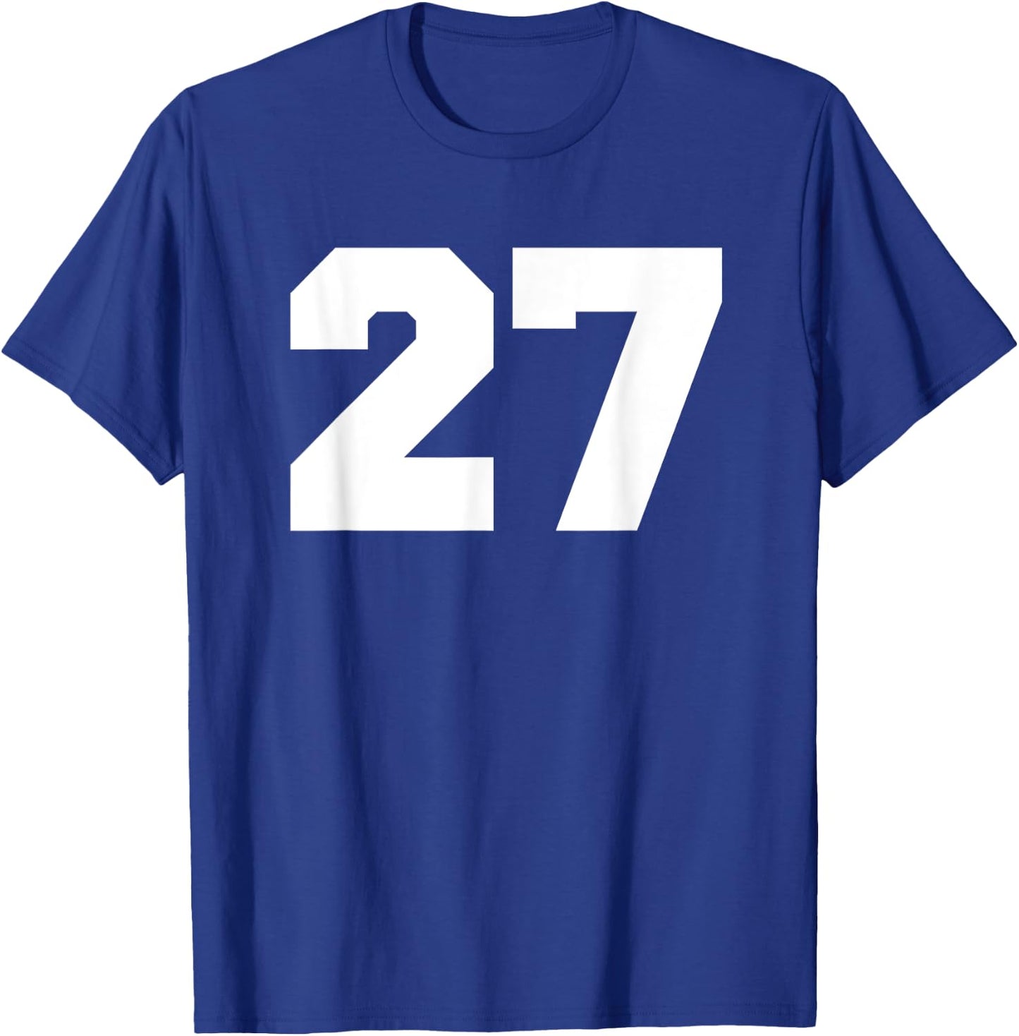 Number 27 Sports Jersey Player #27 Fan FRONT Print Varsity T-Shirt - T-Shirt | Royal