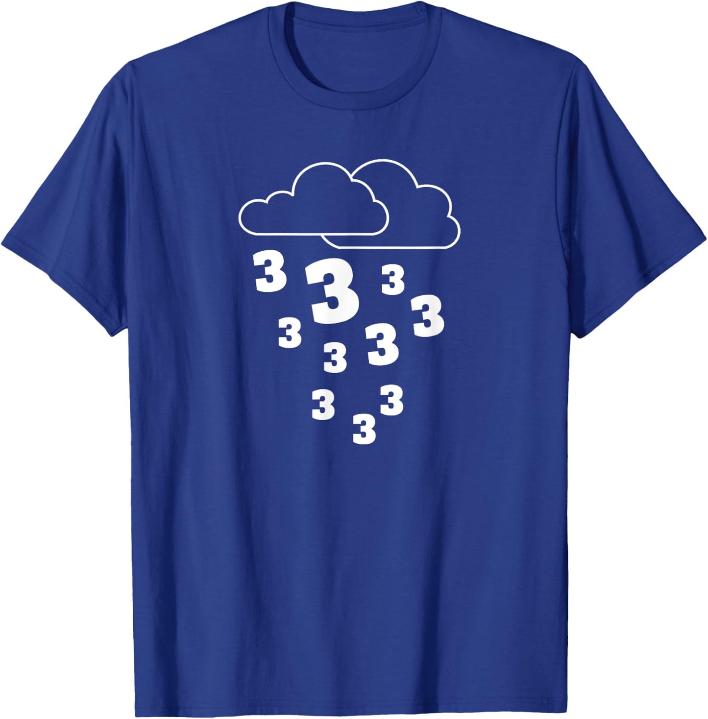 Raining Threes - Rain and Cloud Graphic Basketball Shirt T-Shirt - T-Shirt | Royal