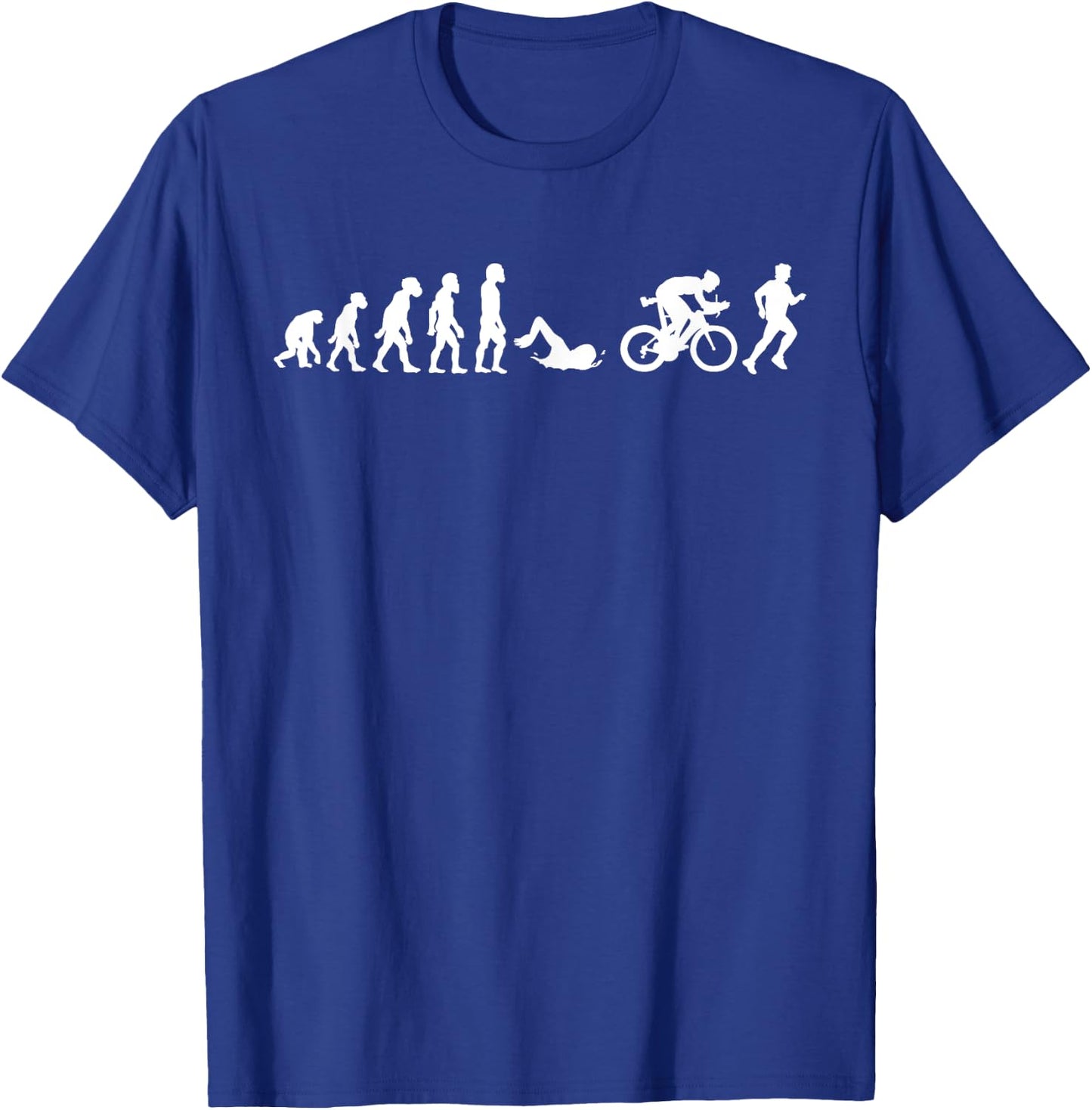 Funny Human Triathlon Evolution Triathlete Swim Run Cycle T-Shirt - T-Shirt | Royal