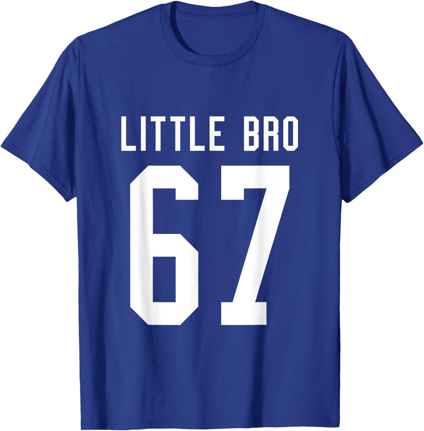 Number 67 Little Bro Biggest Fan Football Game Day Brother T-Shirt - T-Shirt | Royal