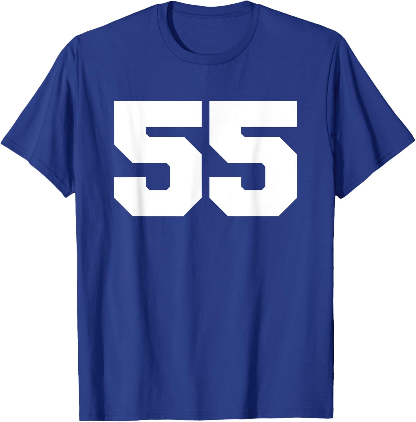 Number 55 Sports Jersey Player #55 Fan FRONT Print Varsity T-Shirt - T-Shirt | Royal