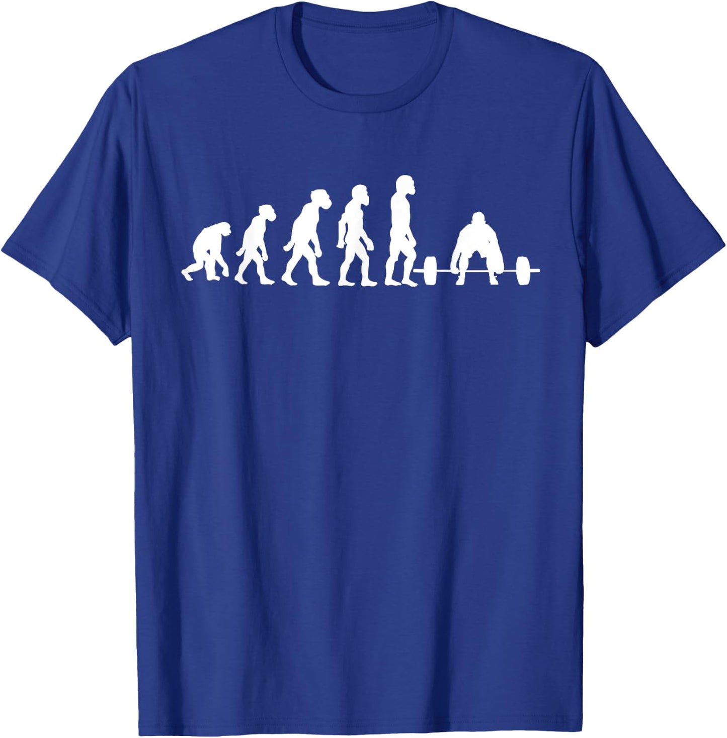 Funny Human Deadlifting Evolution Gym Fitness Weightlifter T-Shirt - T-Shirt | Royal