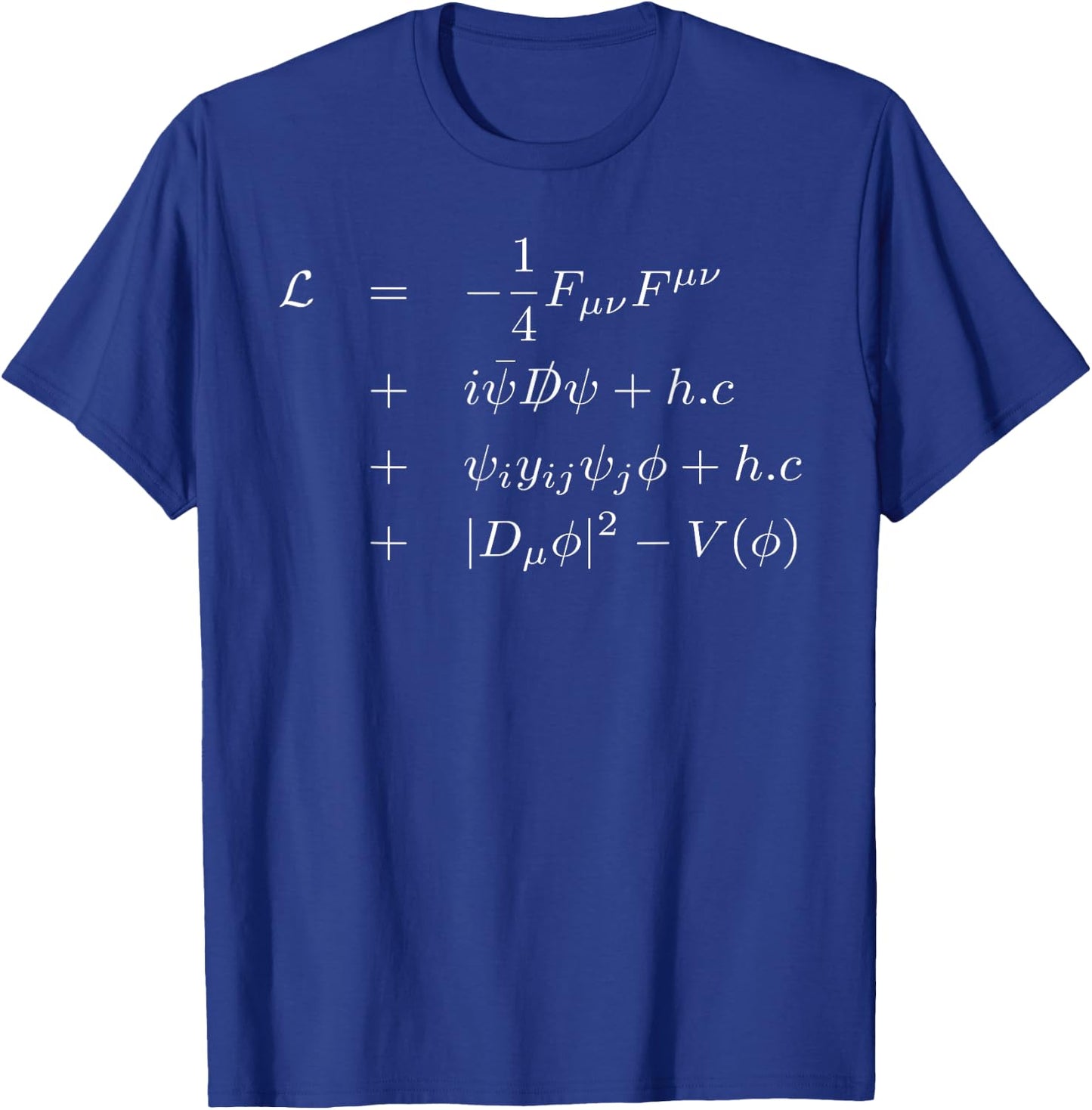 Standard Model Lagrangian Of Particle Physics Higgs Boson T-Shirt - T-Shirt | Royal