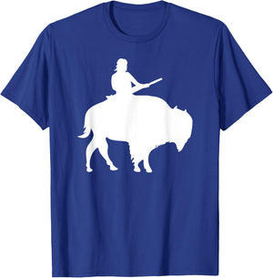 Guy on a Buffalo Silhouette T-Shirt - T-Shirt | Royal