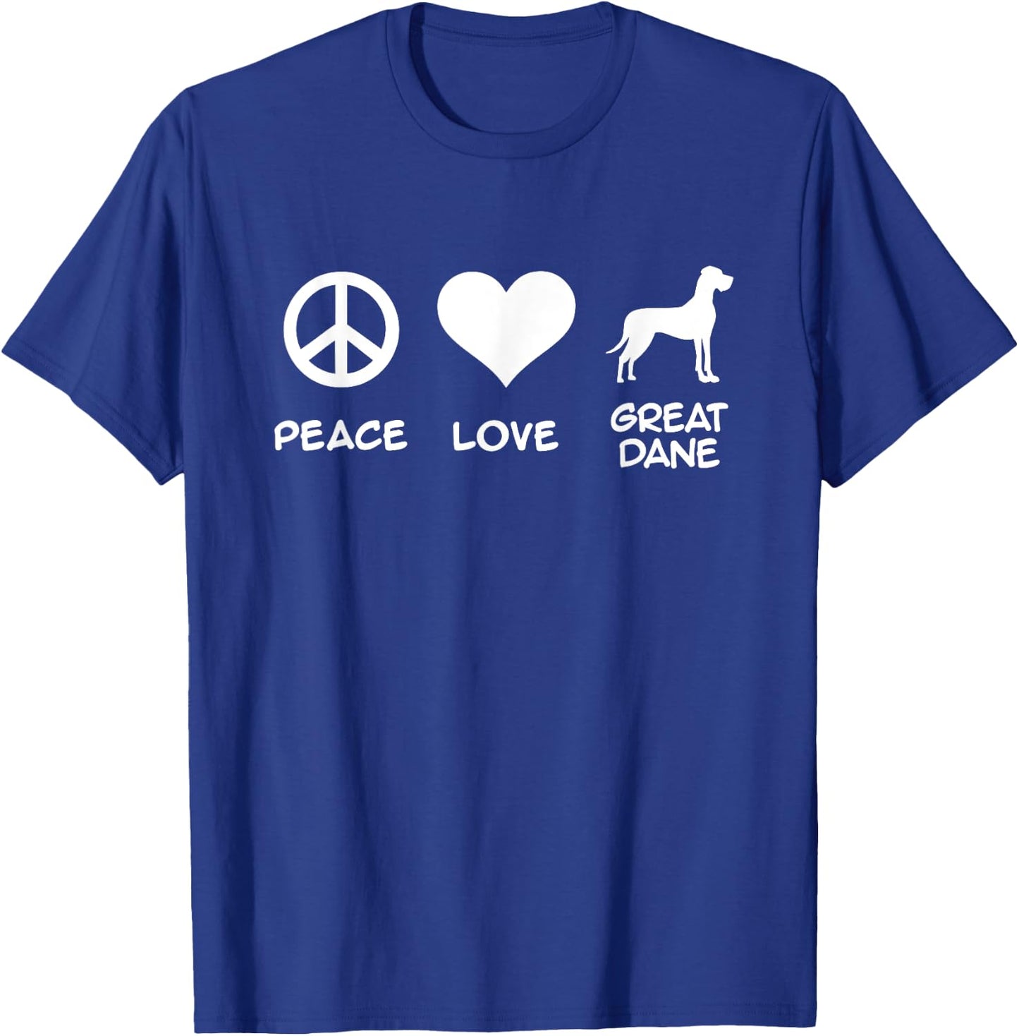 Peace, Love, Great Dane T-Shirt - T-Shirt | Royal