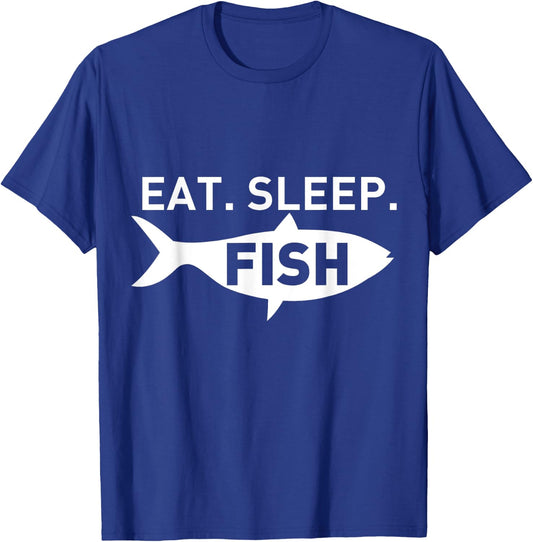 Eat Sleep Fish Shirt Funny Fishing For Fisherman T-Shirt - T-Shirt | Royal