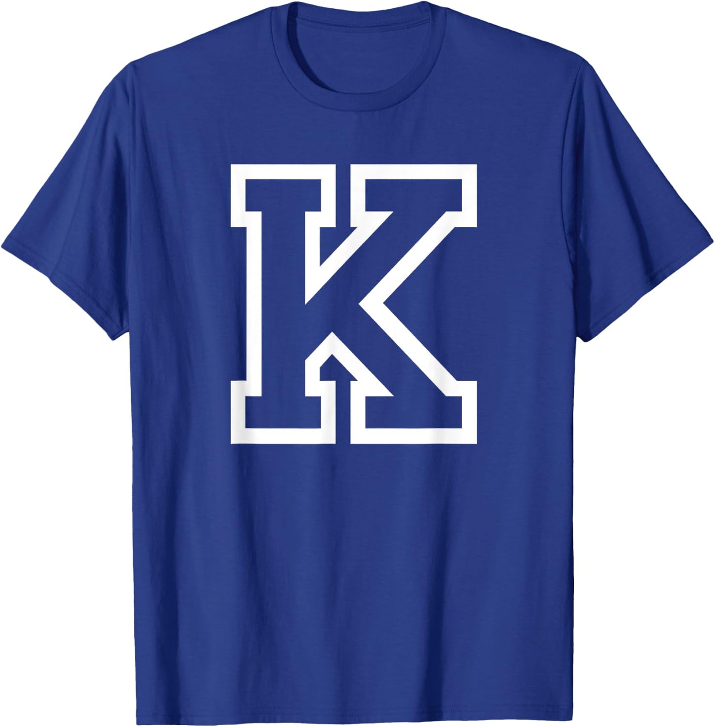 Letter K Capital Name Initial Athletic Monogram T-Shirt - T-Shirt | Royal