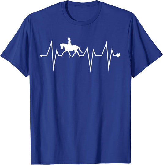 Funny Dressage Horse Riding Heartbeat Heart Pulse Rate EKG T-Shirt - T-Shirt | Royal