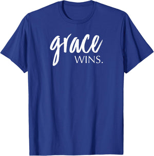 Grace Wins. Christian Apparel T-Shirt - T-Shirt | Royal