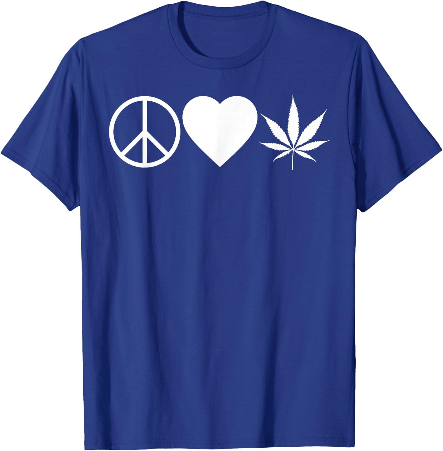 Peace Love Weed Marijuana Heart Weed Leaf Stoner Pot Smoker T-Shirt - T-Shirt | Royal