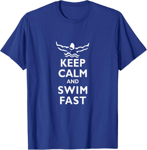 Keep Calm and Swim Fast Butterfly Swimming T-Shirt - T-Shirt | Royal