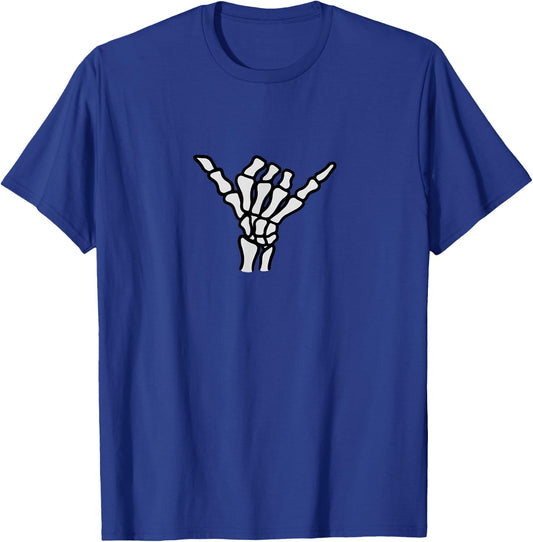 Surfing Skeleton Hand Shaka Sign Men Women T-Shirt - T-Shirt | Royal