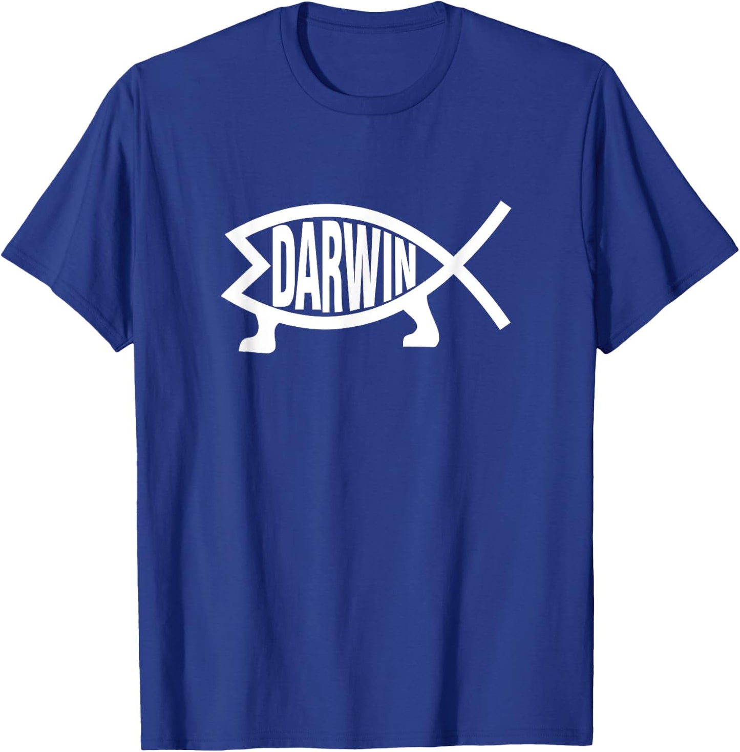 Atheist Charles Darwin Theory of Evolution Fish T-Shirt - T-Shirt | Royal