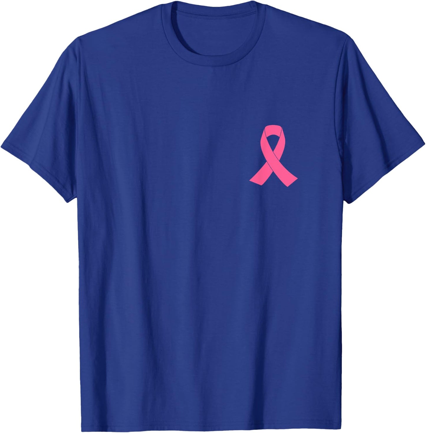 Breast Cancer Awareness Shirt Pink Ribbon On Chest Support T-Shirt - T-Shirt | Royal