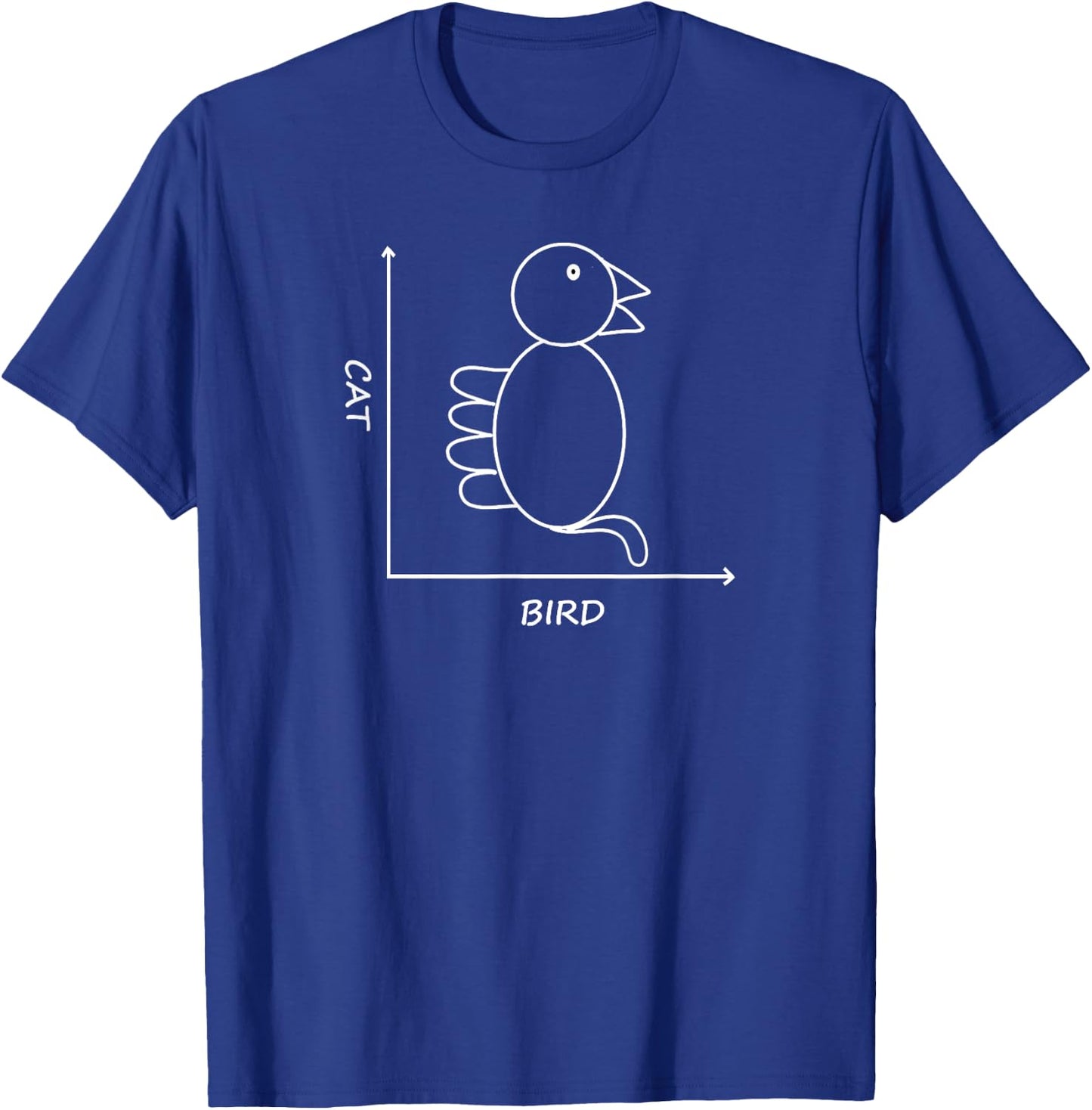 Cat/Bird Graph Funny Math T-Shirt - T-Shirt | Royal