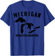 Cool Michigan Unsalted & Shark Free | Funny Fishermen Gift T-Shirt - T-Shirt | Royal