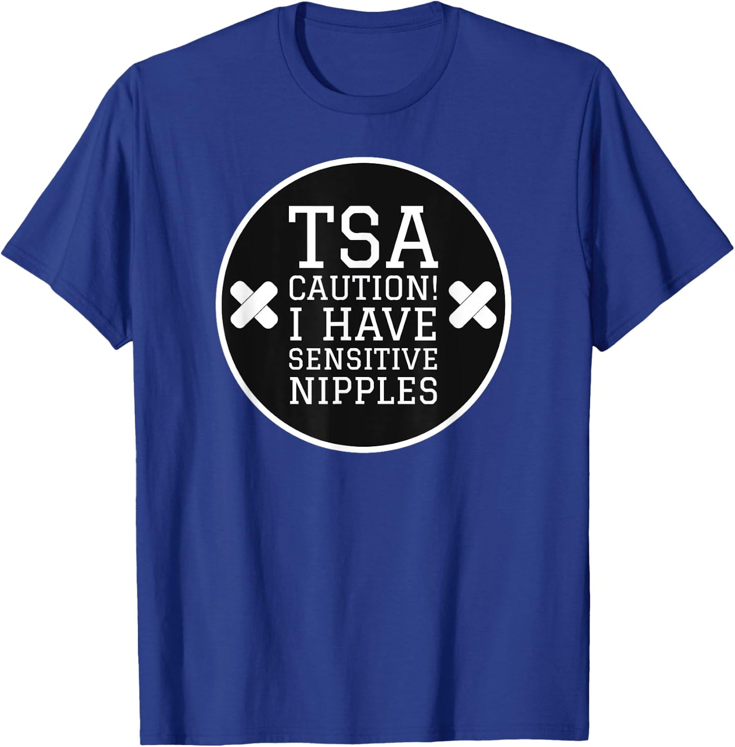 Funny TSA Travel Shirts - TSA Caution I Have Sensitive Nipples - Vacation - Black - Small - Short Sleeve - Classic Fit - Men's Travel Themed T-Shirt - T-Shirt | Royal