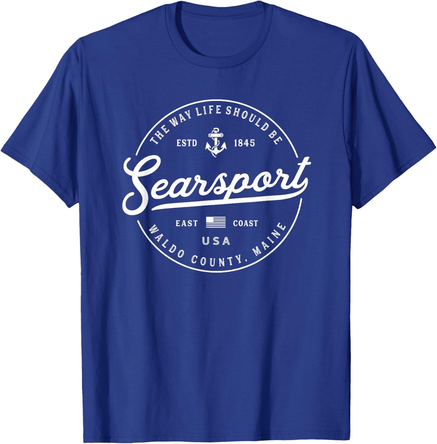 NAUTICAL Anchor Searsport Maine Travel Vacation T-Shirt - T-Shirt | Royal