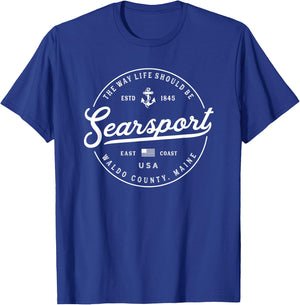 NAUTICAL Anchor Searsport Maine Travel Vacation T-Shirt - T-Shirt | Royal