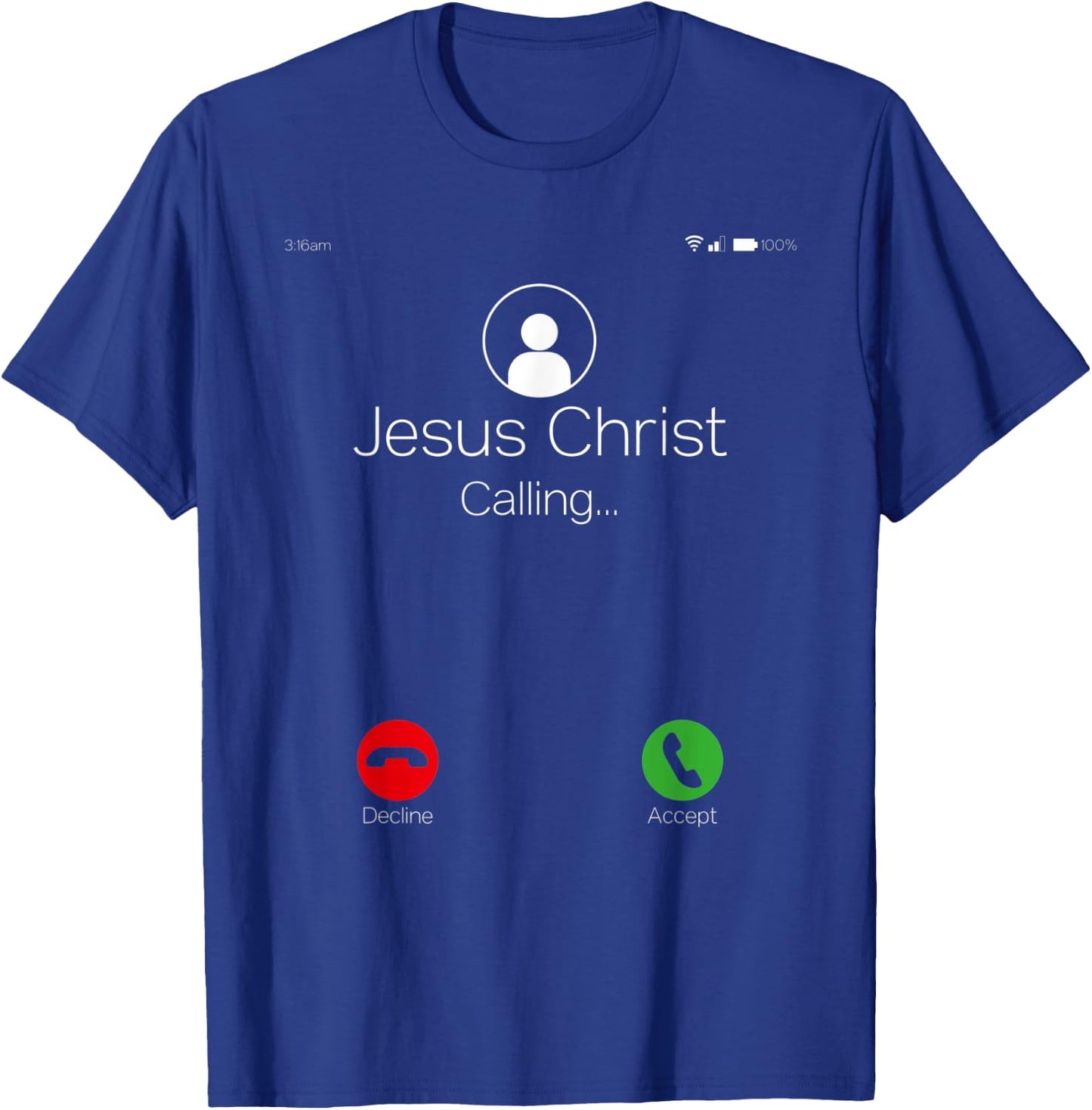 Jesus Christ Calling Christian Faith Religion Graphic Themed T-Shirt - T-Shirt | Royal