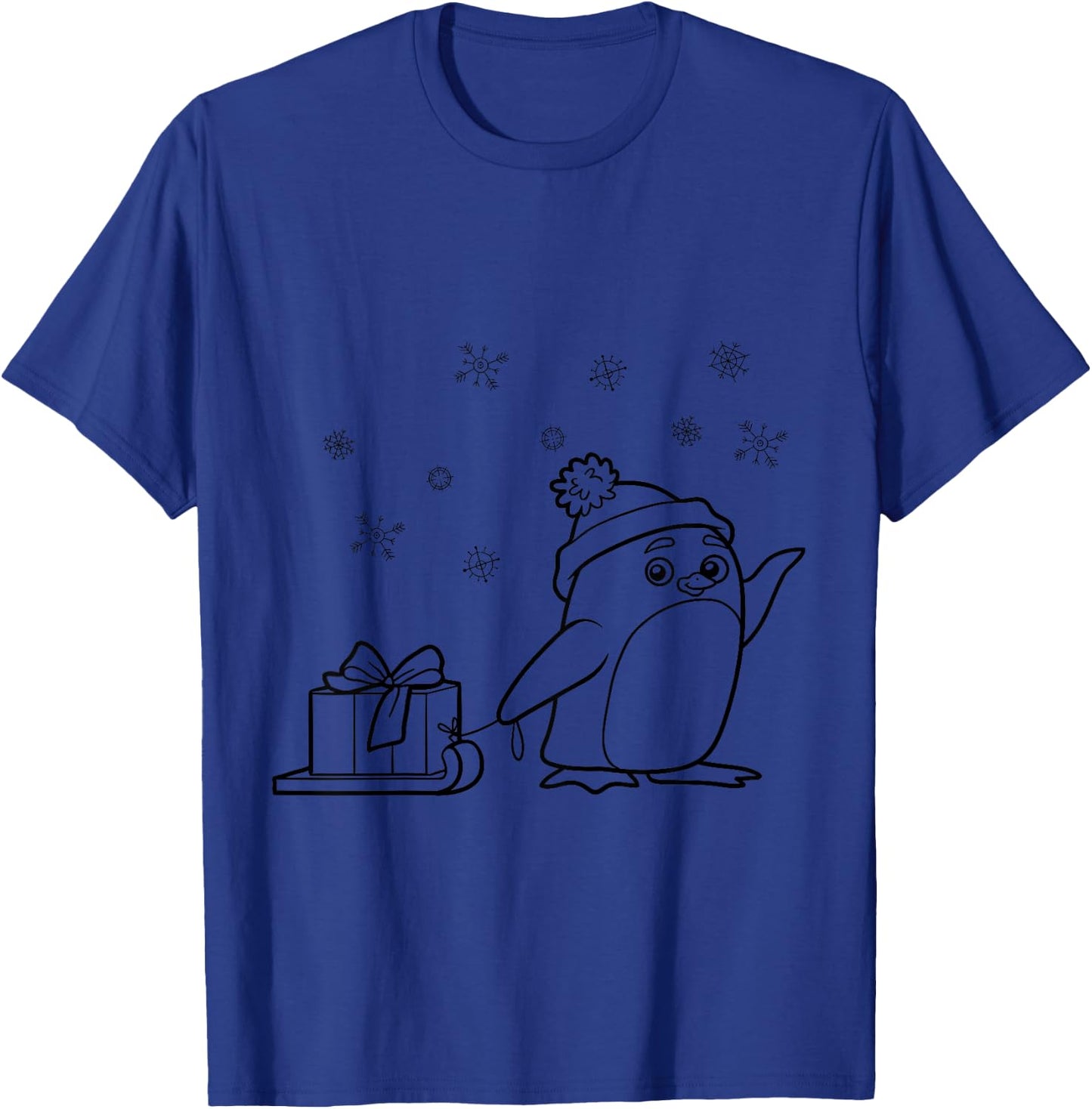 Kids Color Your Own Cute Penguin Christmas Shirt T-Shirt - T-Shirt | Royal