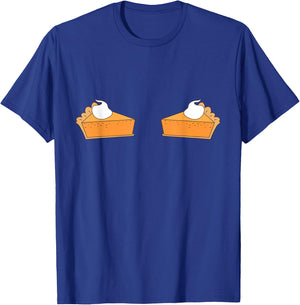 Pumpkin Pie Boob Bra Funny Thanksgiving Pie T-Shirt - T-Shirt | Royal