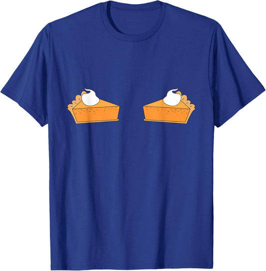 Pumpkin Pie Boob Bra Funny Thanksgiving Pie T-Shirt - T-Shirt | Royal