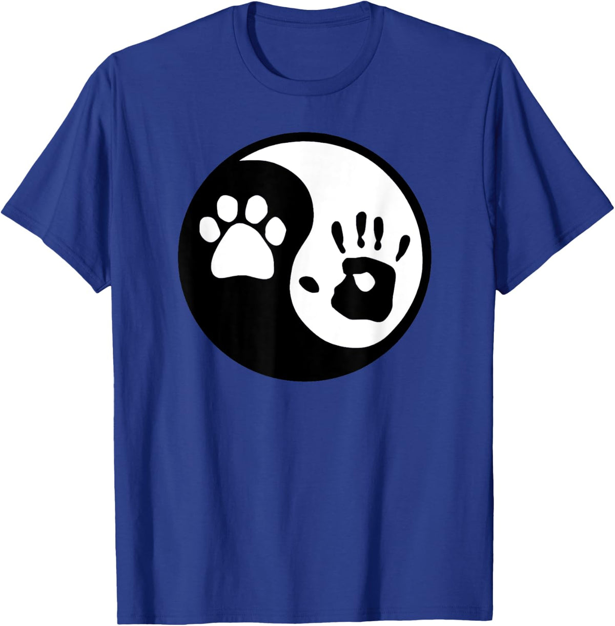 Dog Paw and Human Hand Print Yin Yang T-Shirt - T-Shirt | Royal