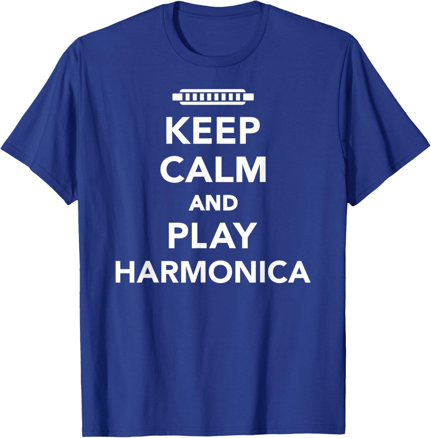 Keep calm and play Harmonica T-Shirt - T-Shirt | Royal