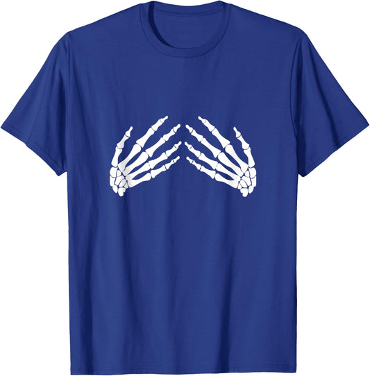Skeleton Hands Grabbing Boobs Halloween T-Shirt - T-Shirt | Royal