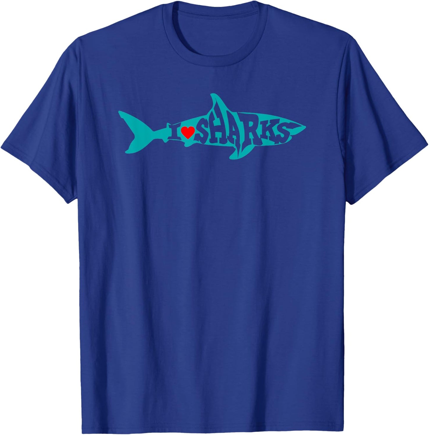I Love Sharks - Heart Shark Silhouette T-Shirt - T-Shirt | Royal