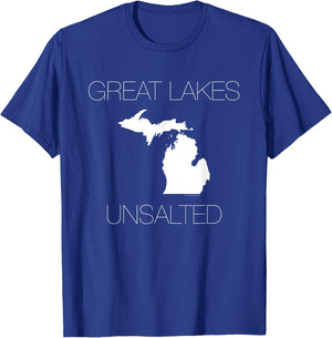 Michigan Midwest T Shirt, Mitten Shirt, Great Lakes Unsalted T-Shirt - T-Shirt | Royal