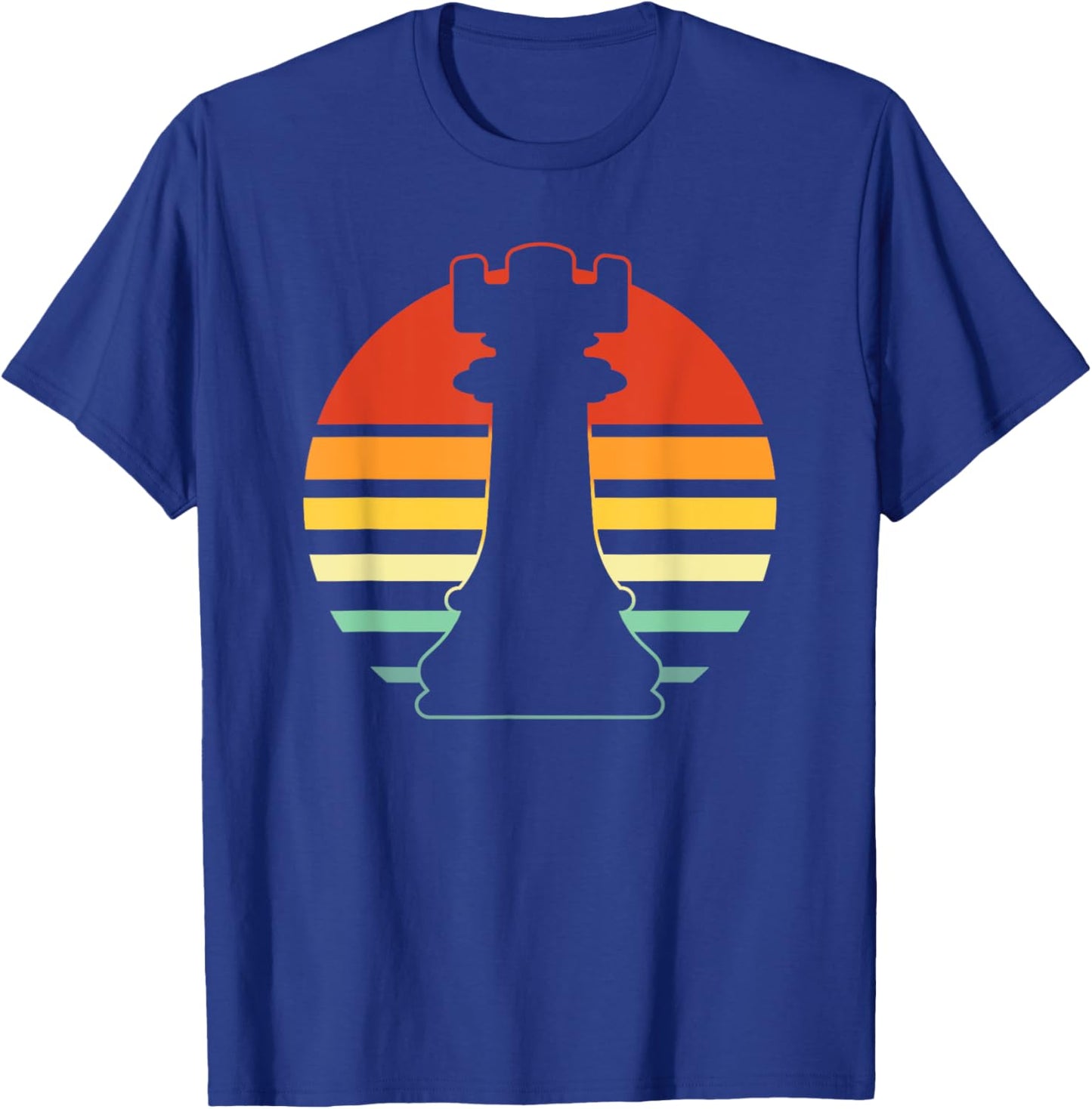 Retro Sunset Rook Chess , Women, Kids, Chess Lovers - Black, Small, Short Sleeve T-Shirt - T-Shirt | Royal