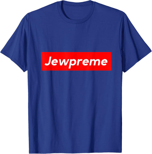 Funny Jewish Jewpreme Humorous Jewish Black Men's Classic Fit Fitted Short Sleeve Cotton Solid Colors 100% Cotton Hanukkah Gift T-Shirt - T-Shirt | Royal