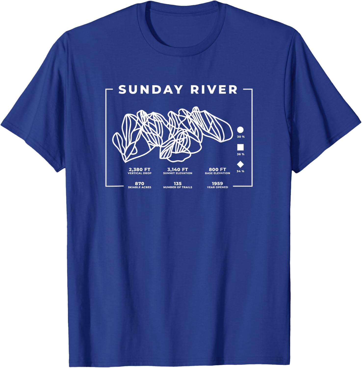 Sunday River Ski Trail Snowboard Skiing Maine Skier T-Shirt - T-Shirt | Royal