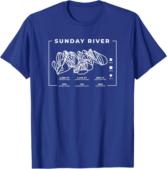Sunday River Ski Trail Snowboard Skiing Maine Skier T-Shirt - T-Shirt | Royal